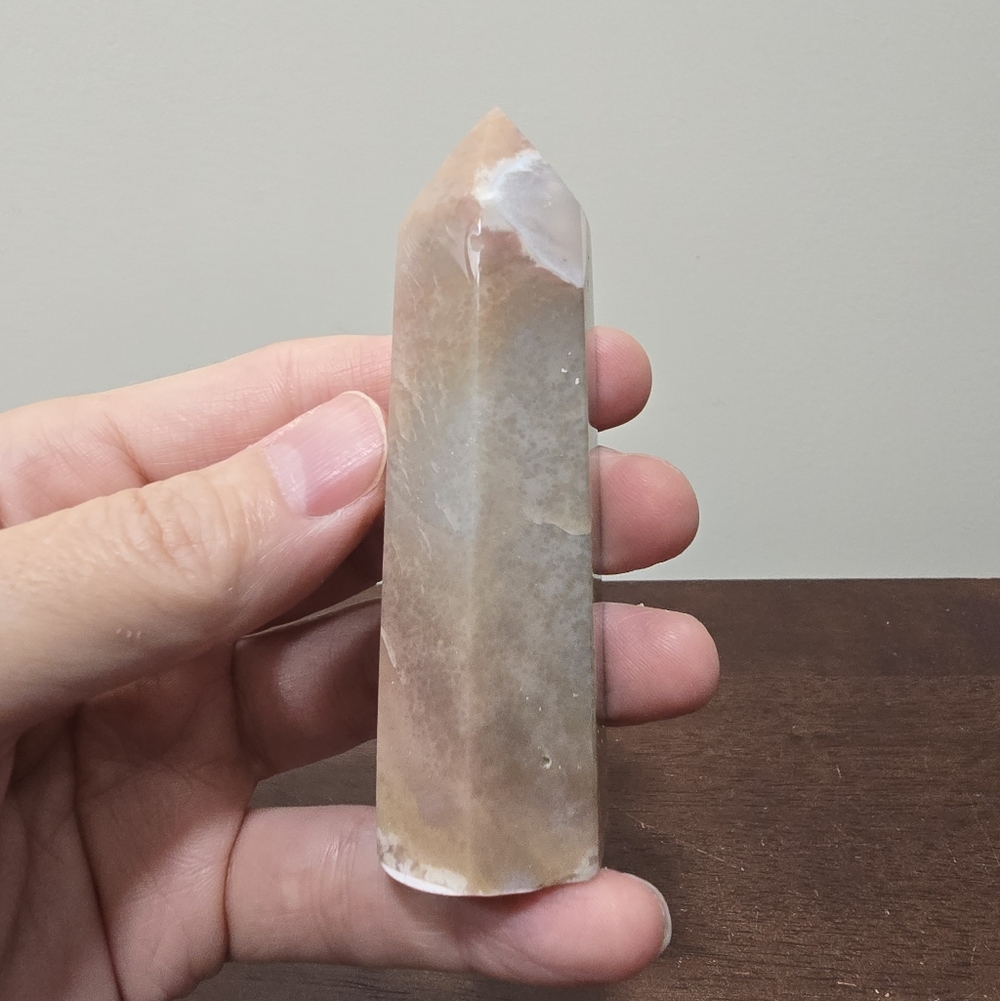 Pink Amethyst and Flower Agate Crystal Tower